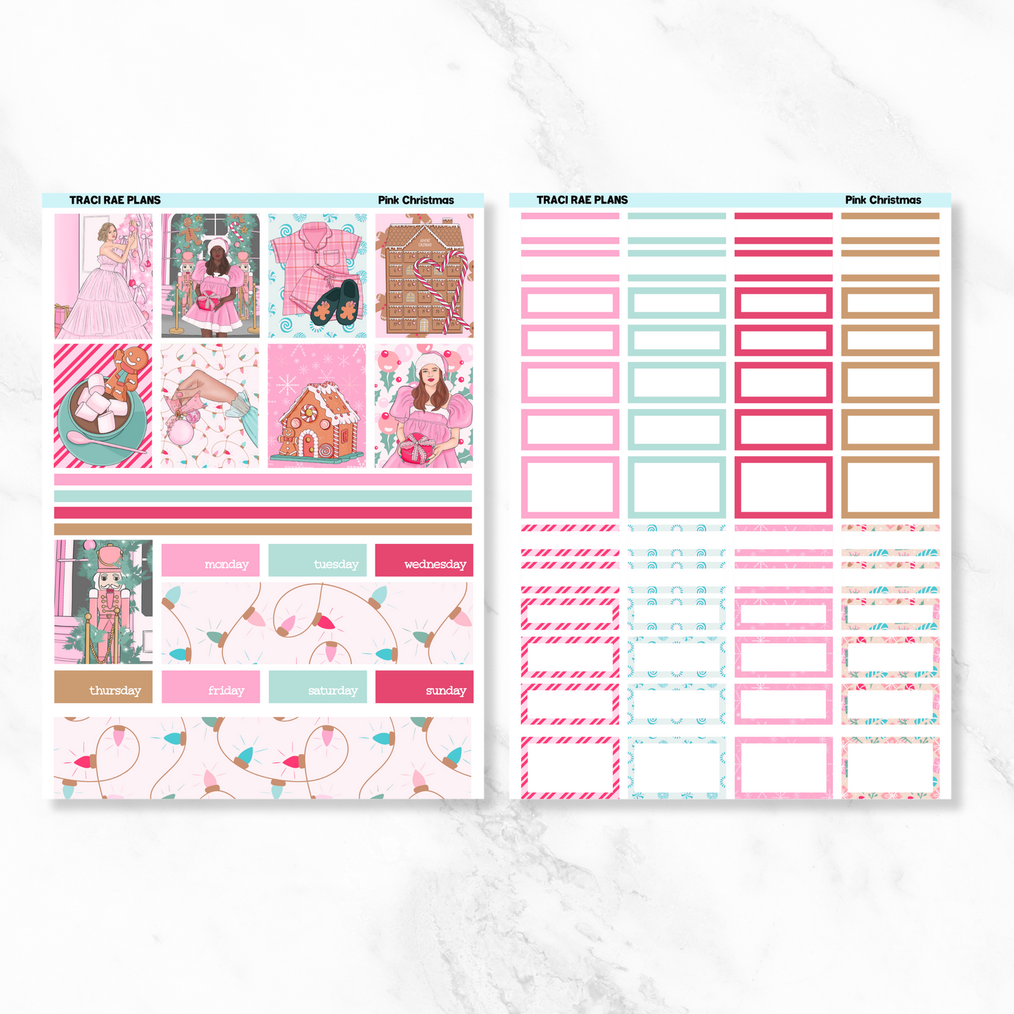 Printable Vertical Sticker Kit - Pink Christmas