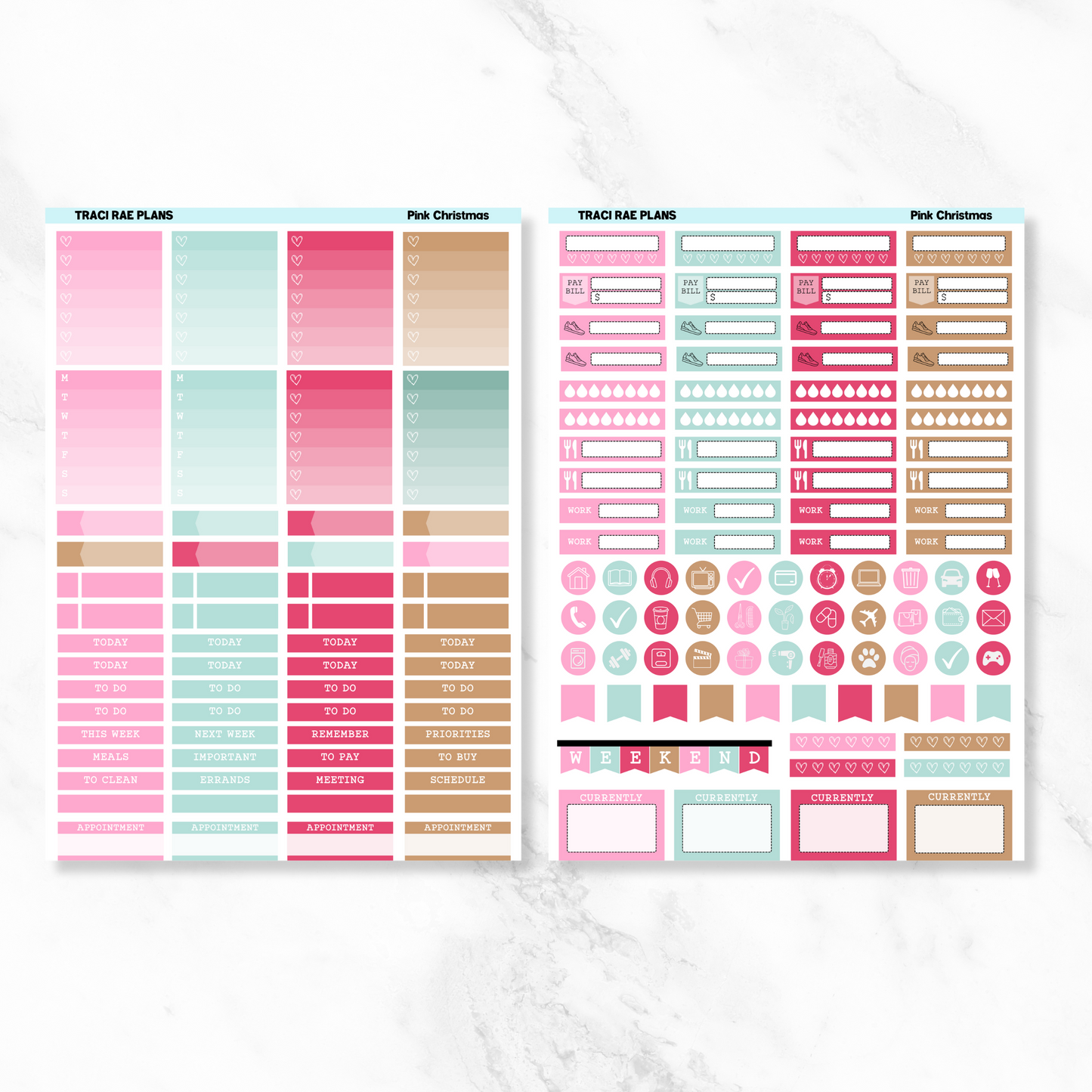 Printable Vertical Sticker Kit - Pink Christmas