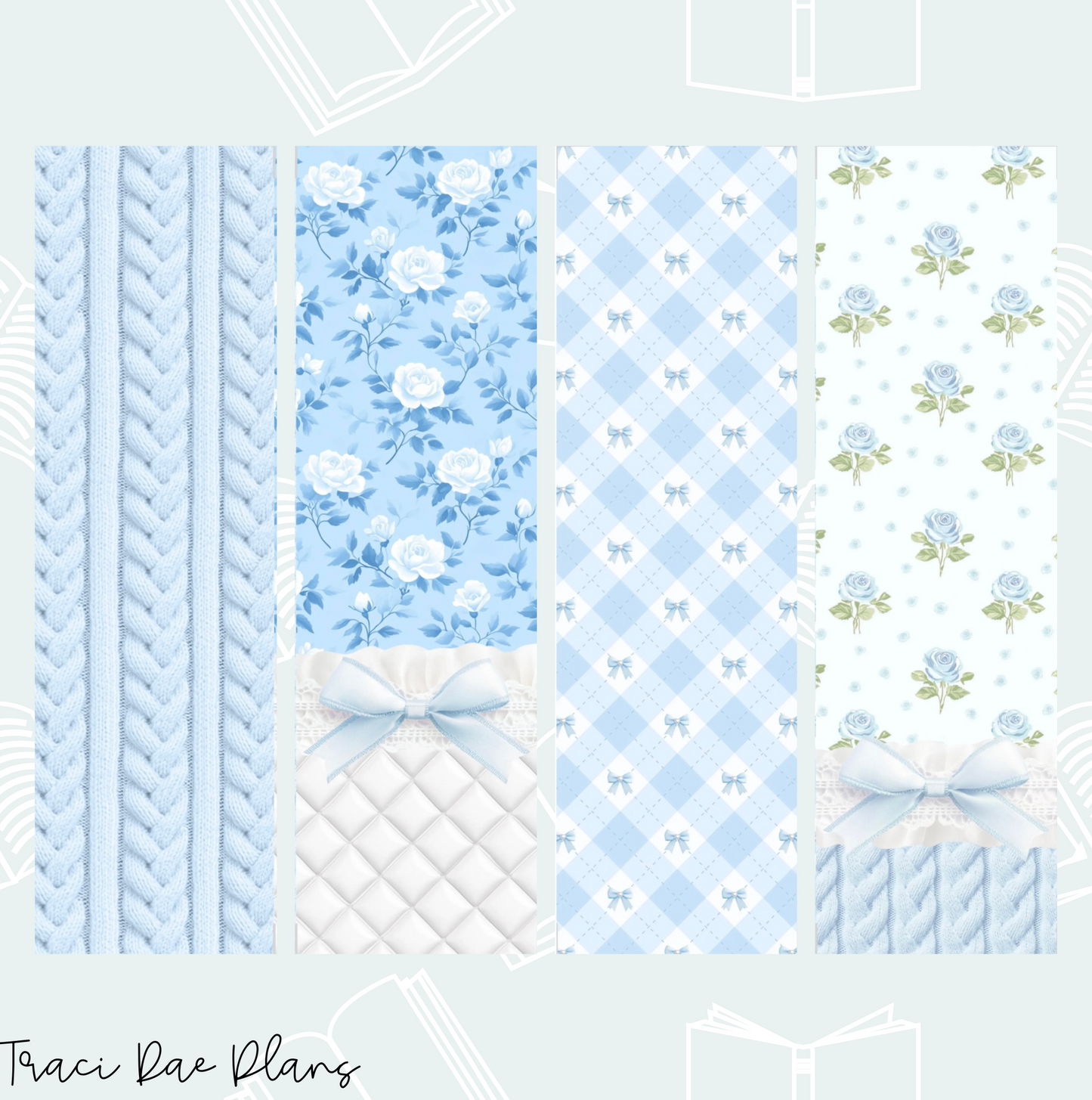 Printable Bookmark Bundle - Blue Floral