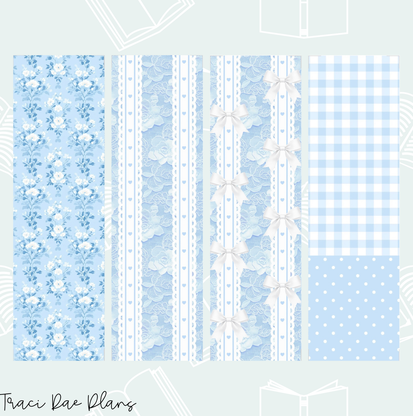 Printable Bookmark Bundle - Blue Floral