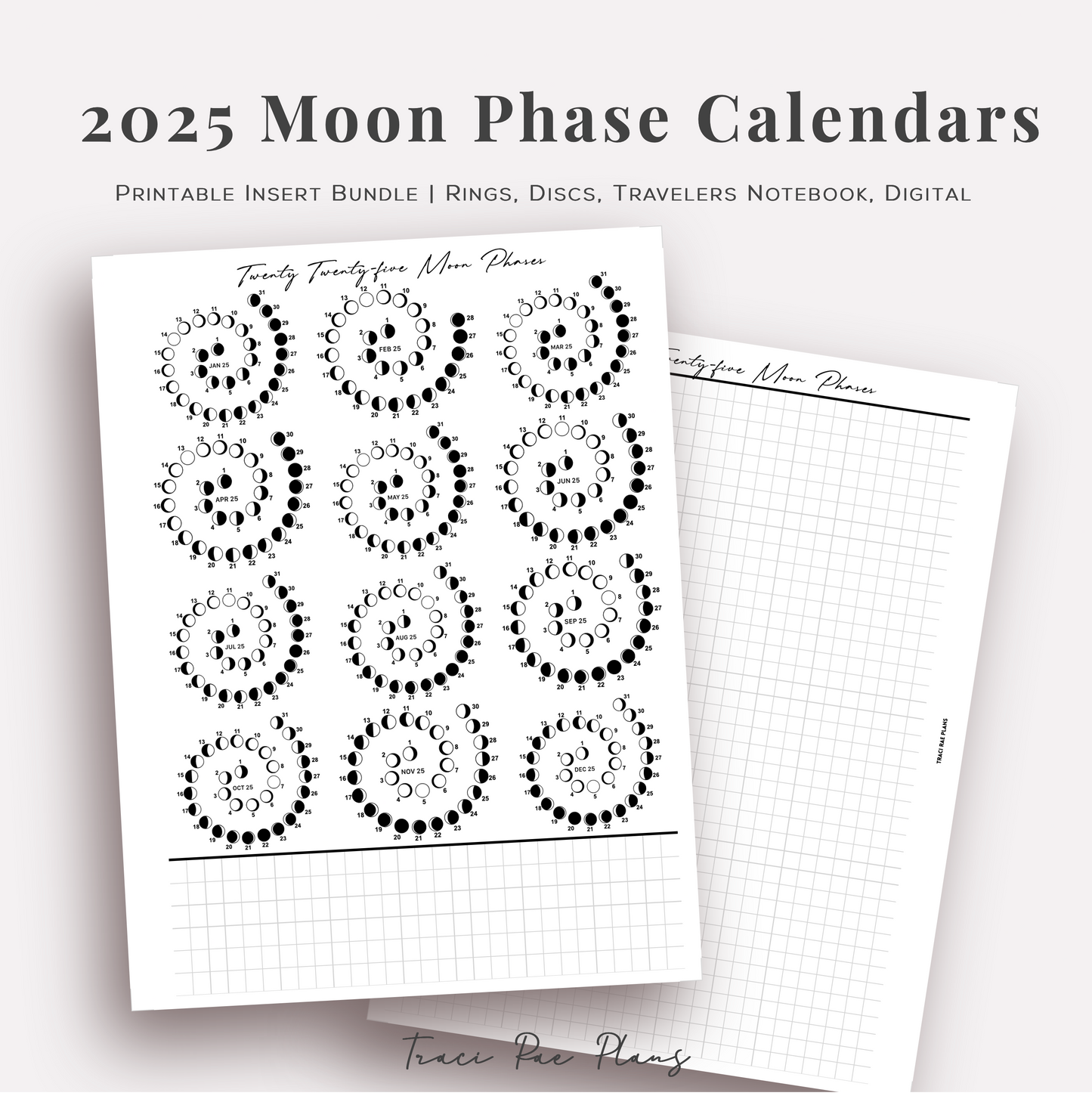 Printable Inserts - 2025 Moon Phase Calendars