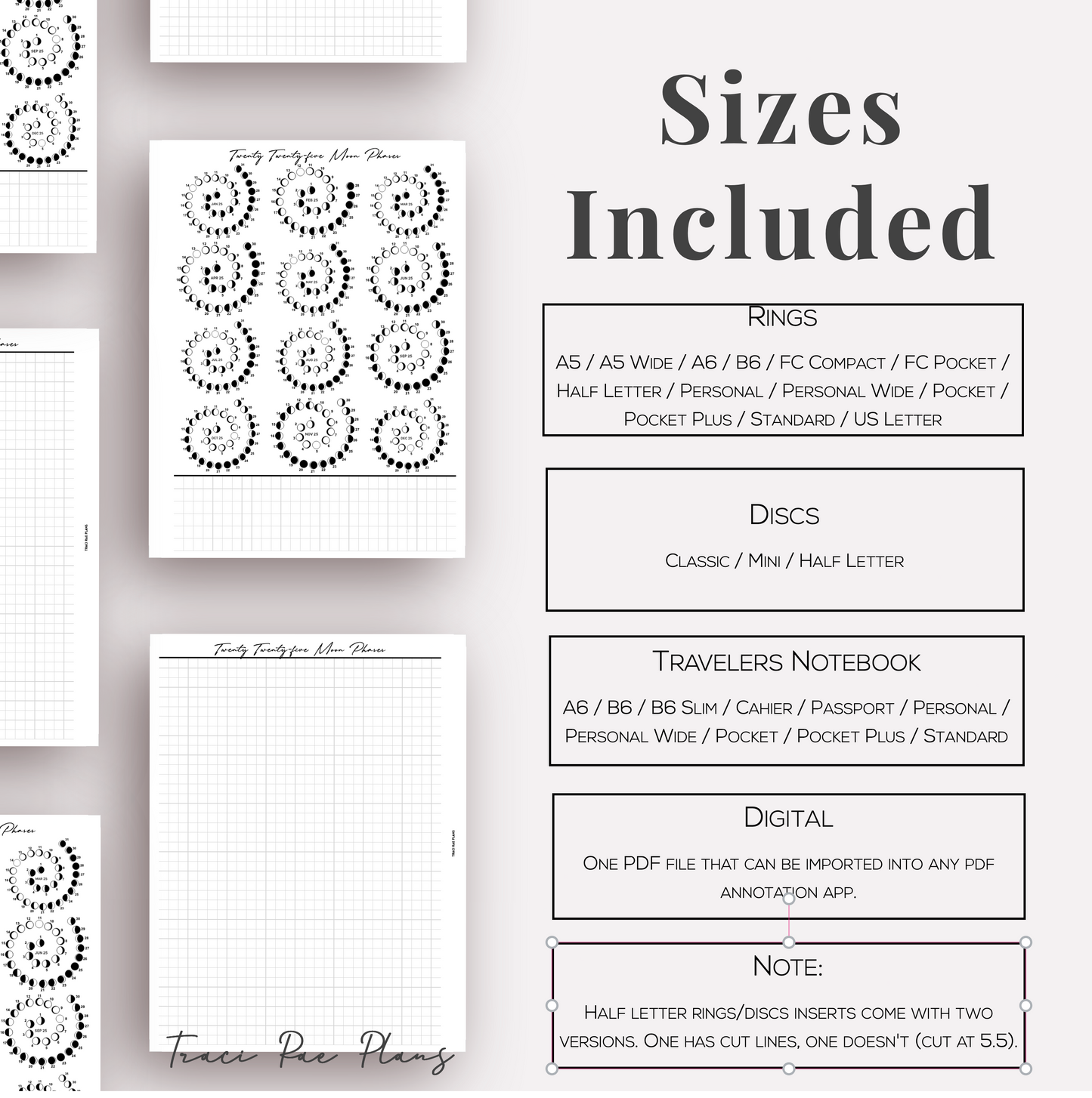 Printable Inserts - 2025 Moon Phase Calendars