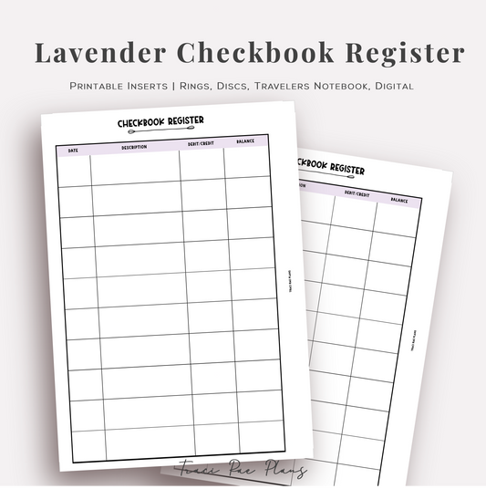 Lavender Checkbook Register Printable Inserts