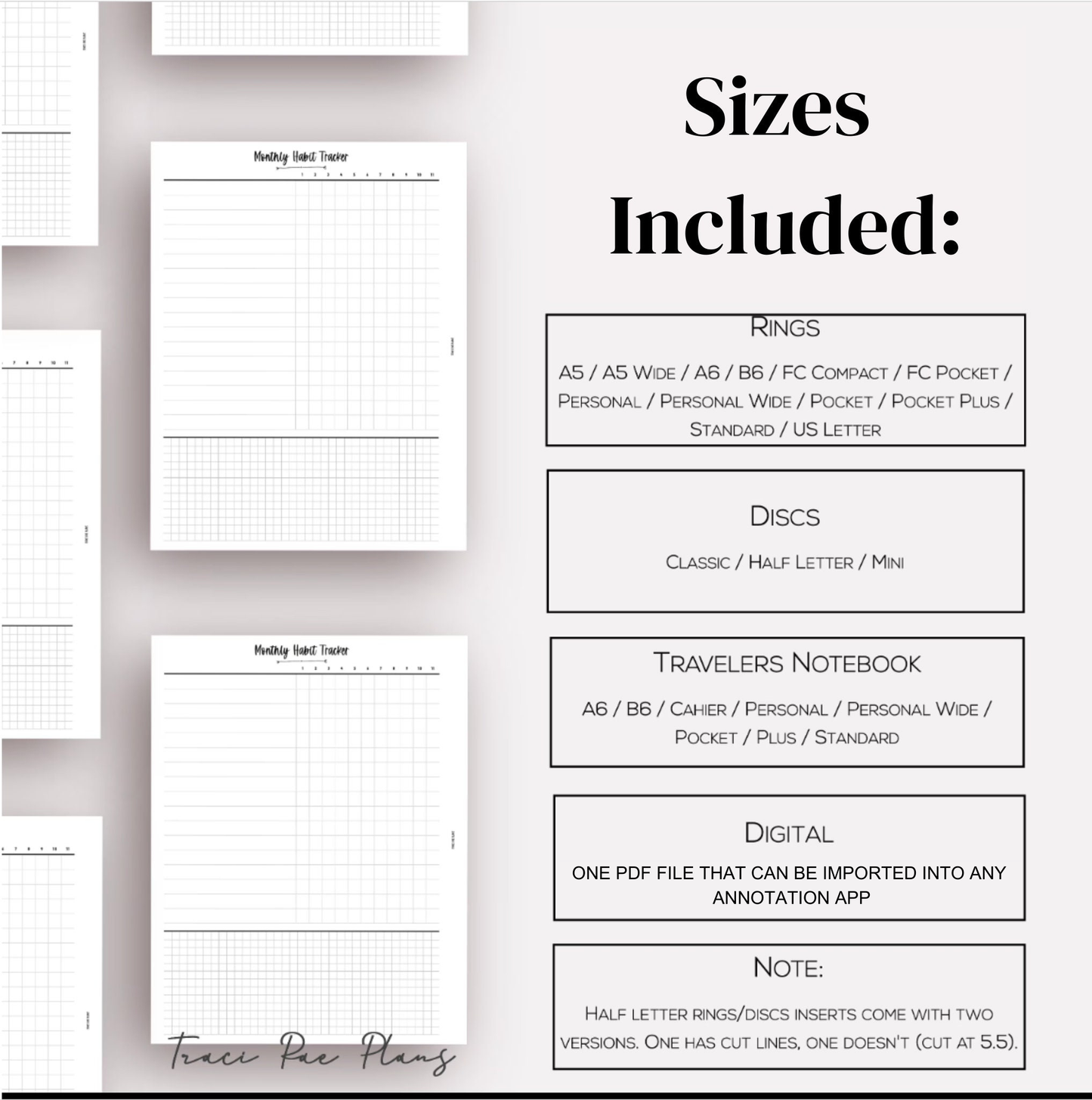 Habit Tracker Printable Inserts