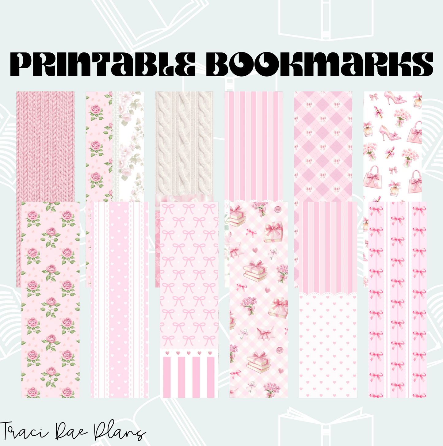 Printable Bookmark Bundle - Pink Floral