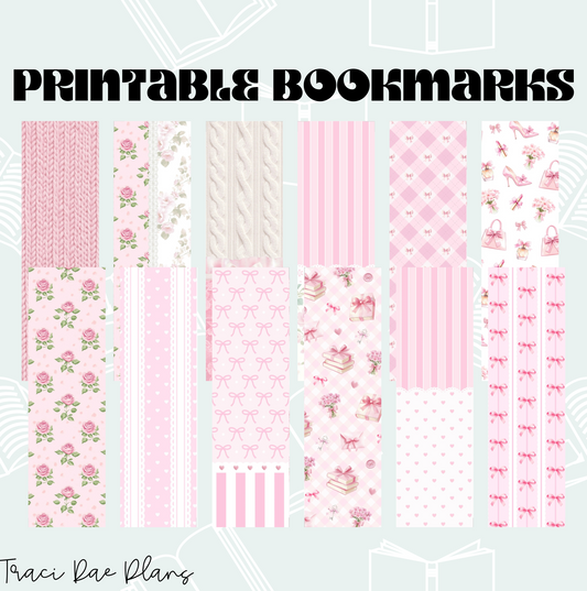 Printable Bookmark Bundle - Pink Floral