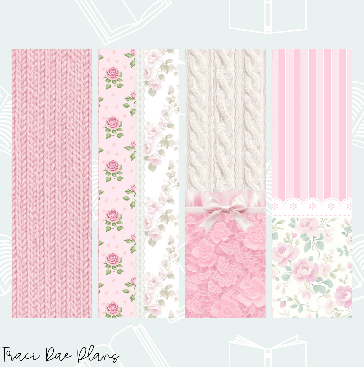 Printable Bookmark Bundle - Pink Floral