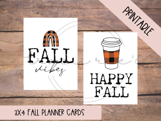 Printable 3x4 Planner Cards Happy Fall