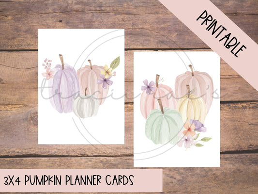 Printable 3x4 Planner Cards Pastel Pumpkins