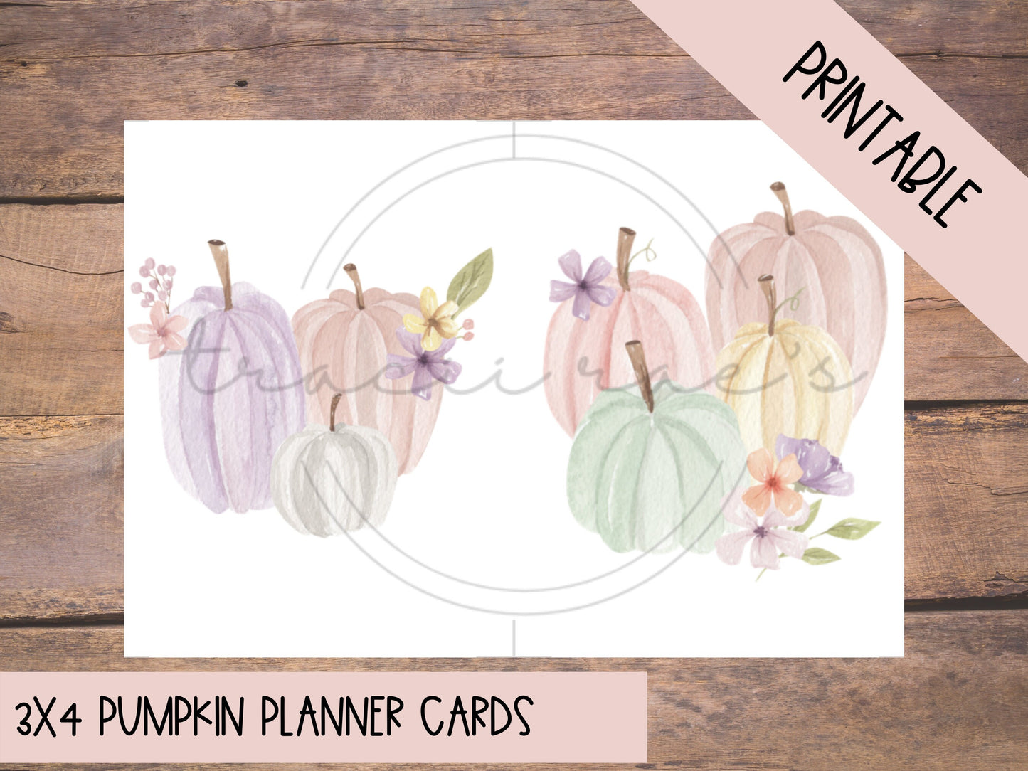 Printable 3x4 Planner Cards Pastel Pumpkins