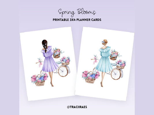 Printable 3x4 Planner Cards Spring Blooms