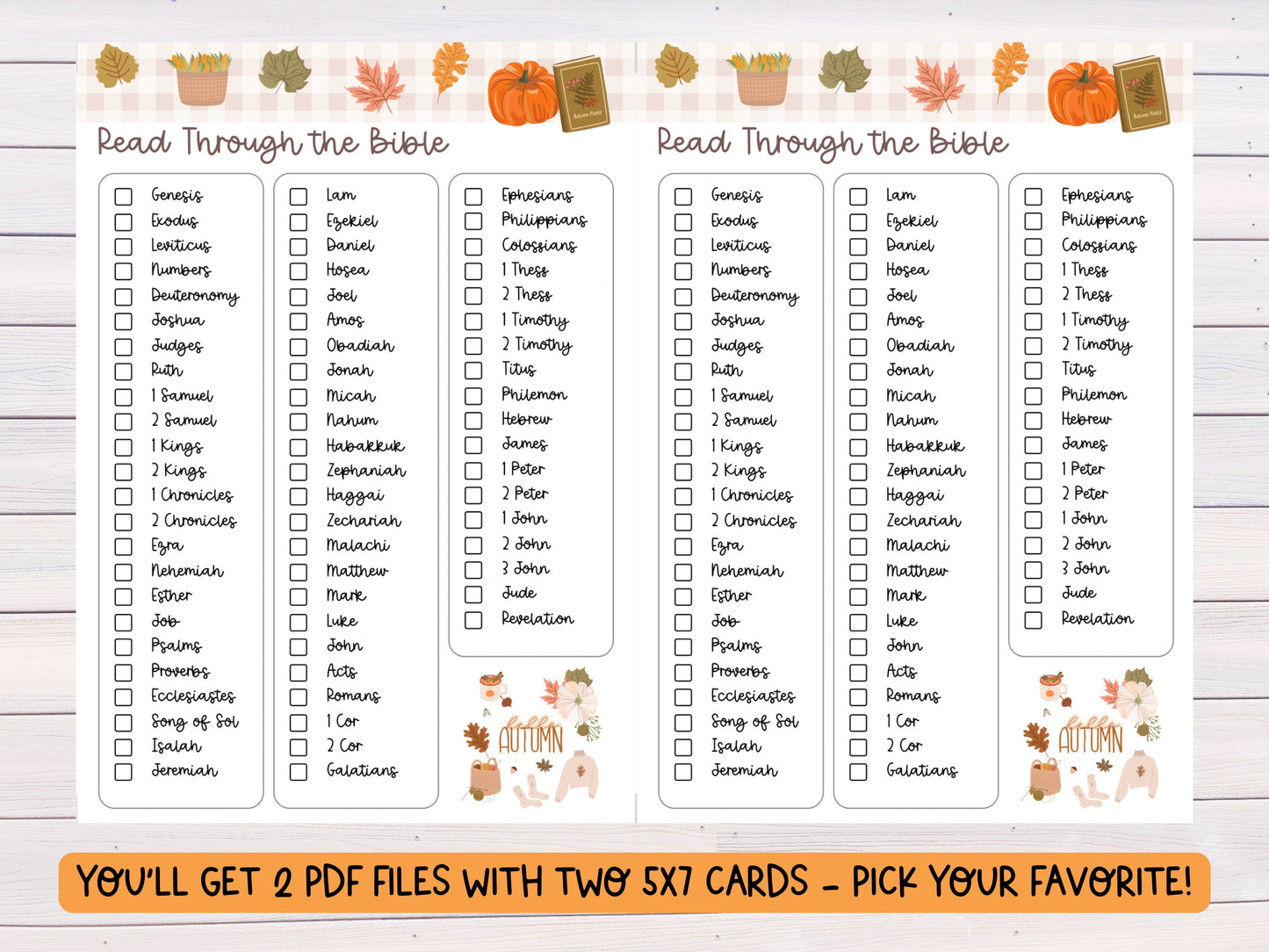 Printable 5x7 Planner Cards Fall Bible Study