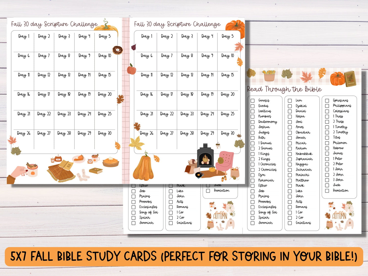 Printable 5x7 Planner Cards Fall Bible Study