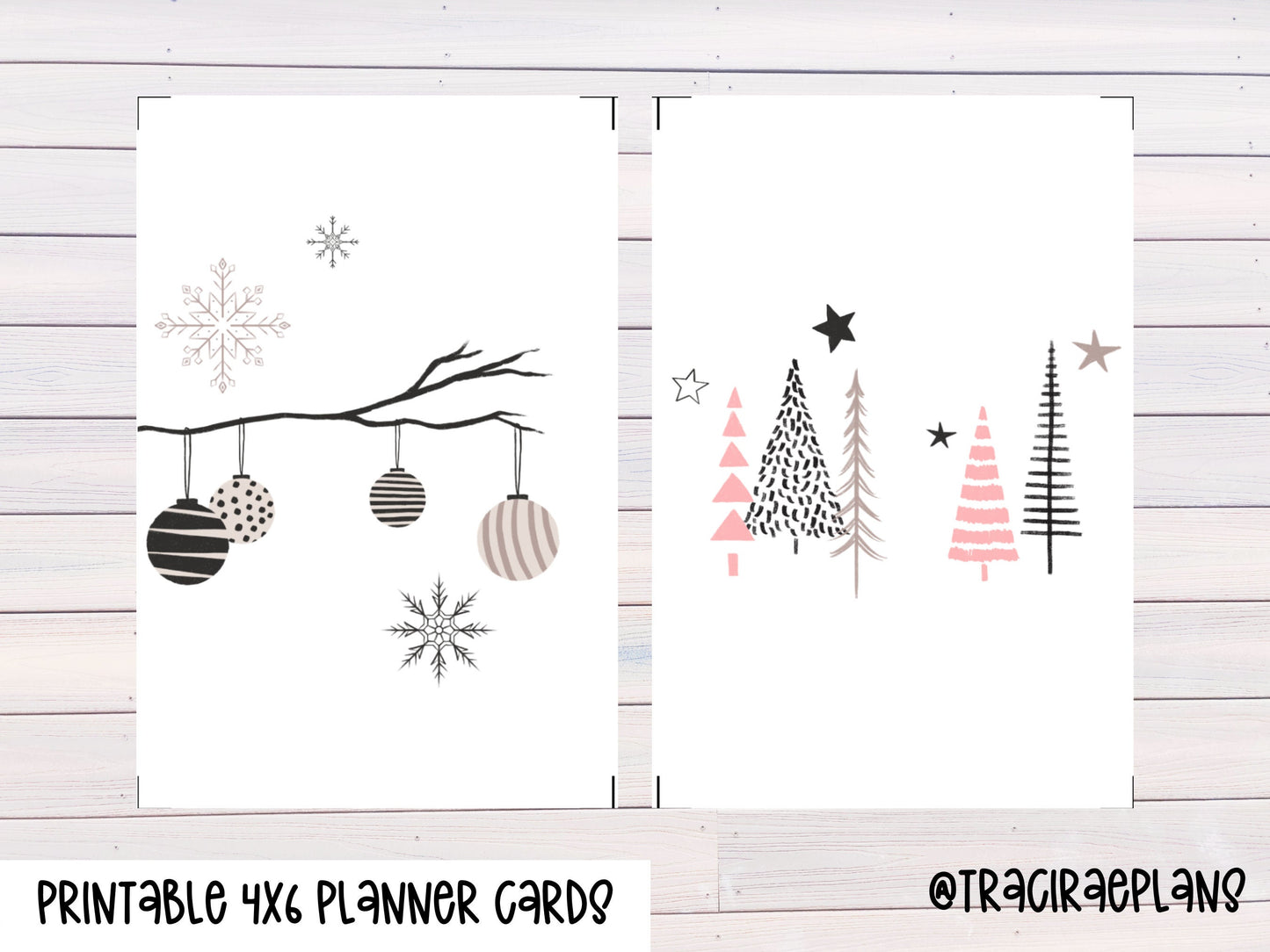 Printable 4x6 Planner Cards Minimal Christmas