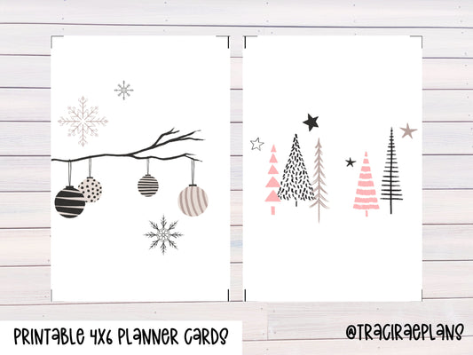 Printable 4x6 Planner Cards Minimal Christmas