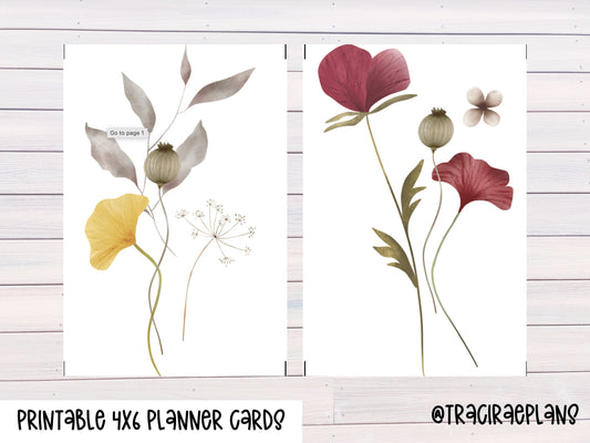 Printable 4x6 Planner Cards Wildflower