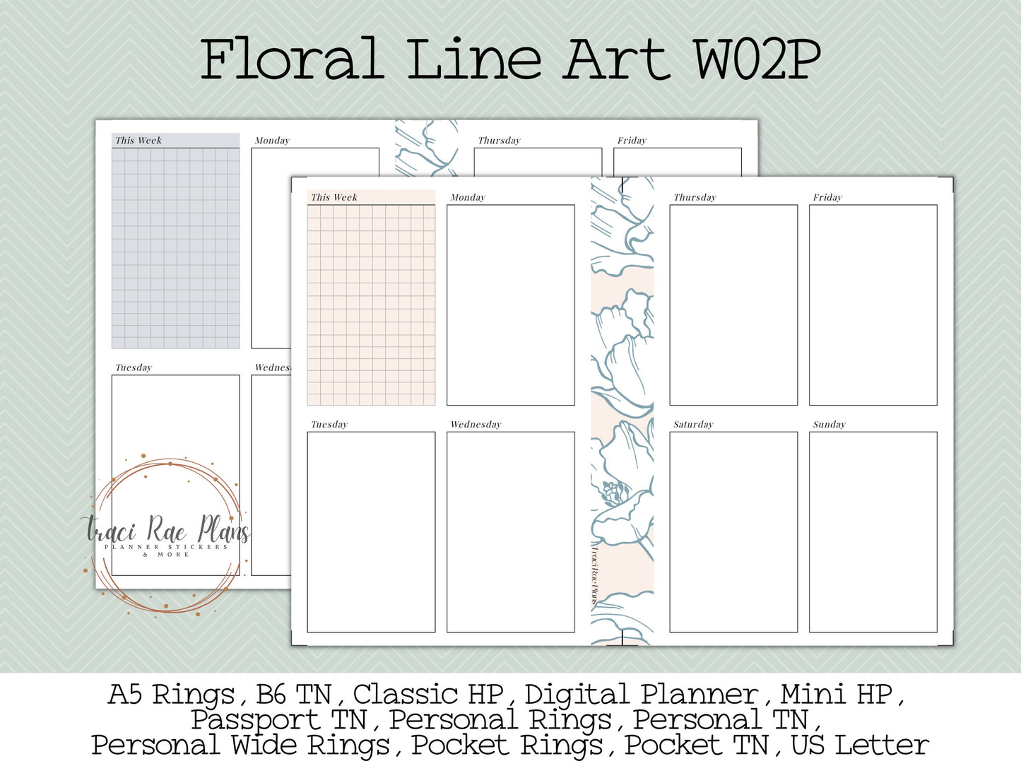 Printable Inserts - Floral Line Art WO2P