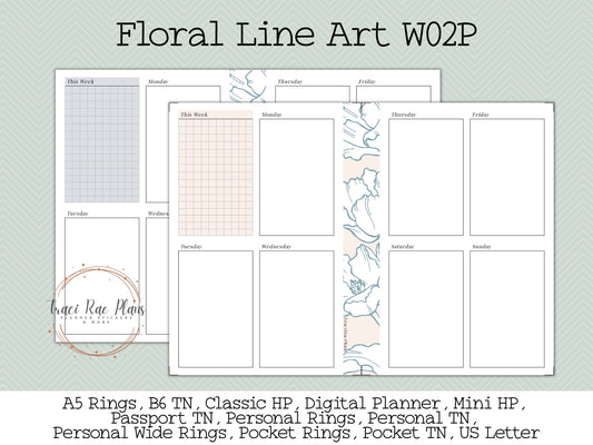 Printable Inserts - Floral Line Art WO2P