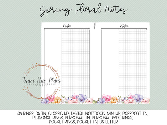 Printable Inserts - Spring Floral Notes