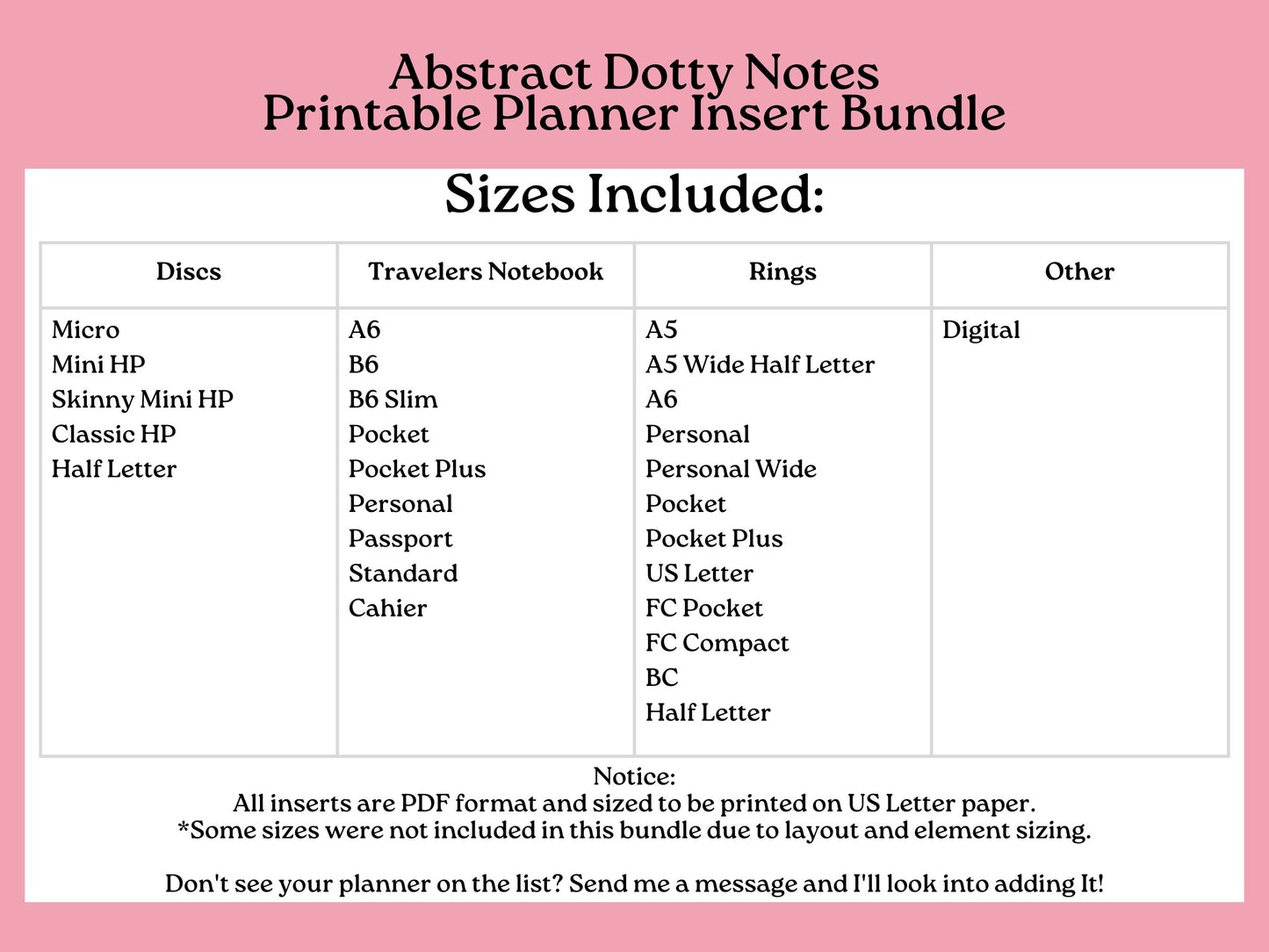 Printable Inserts - Abstract Dotty Notes