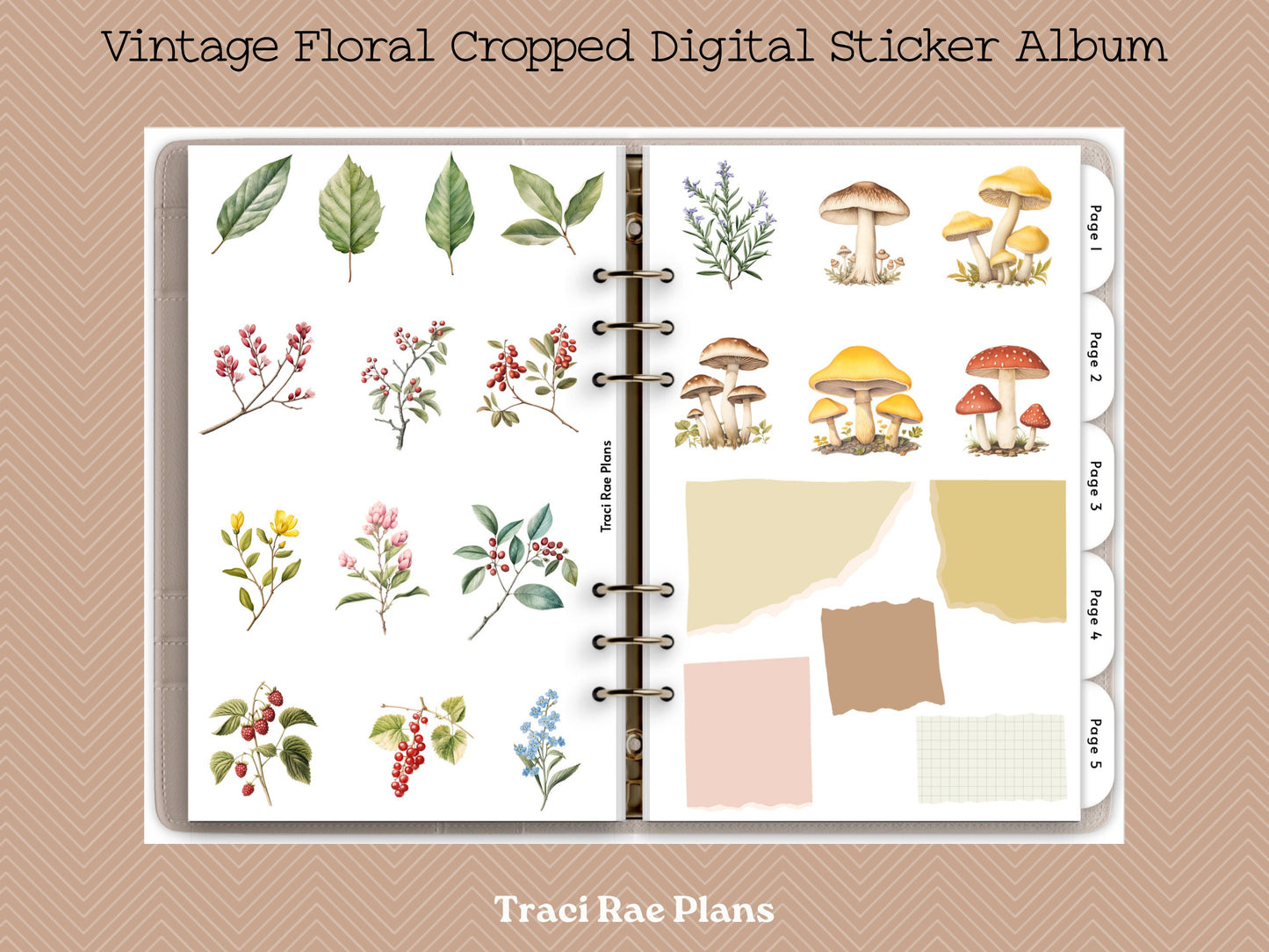 Vintage Floral Cropped Digital Sticker Album