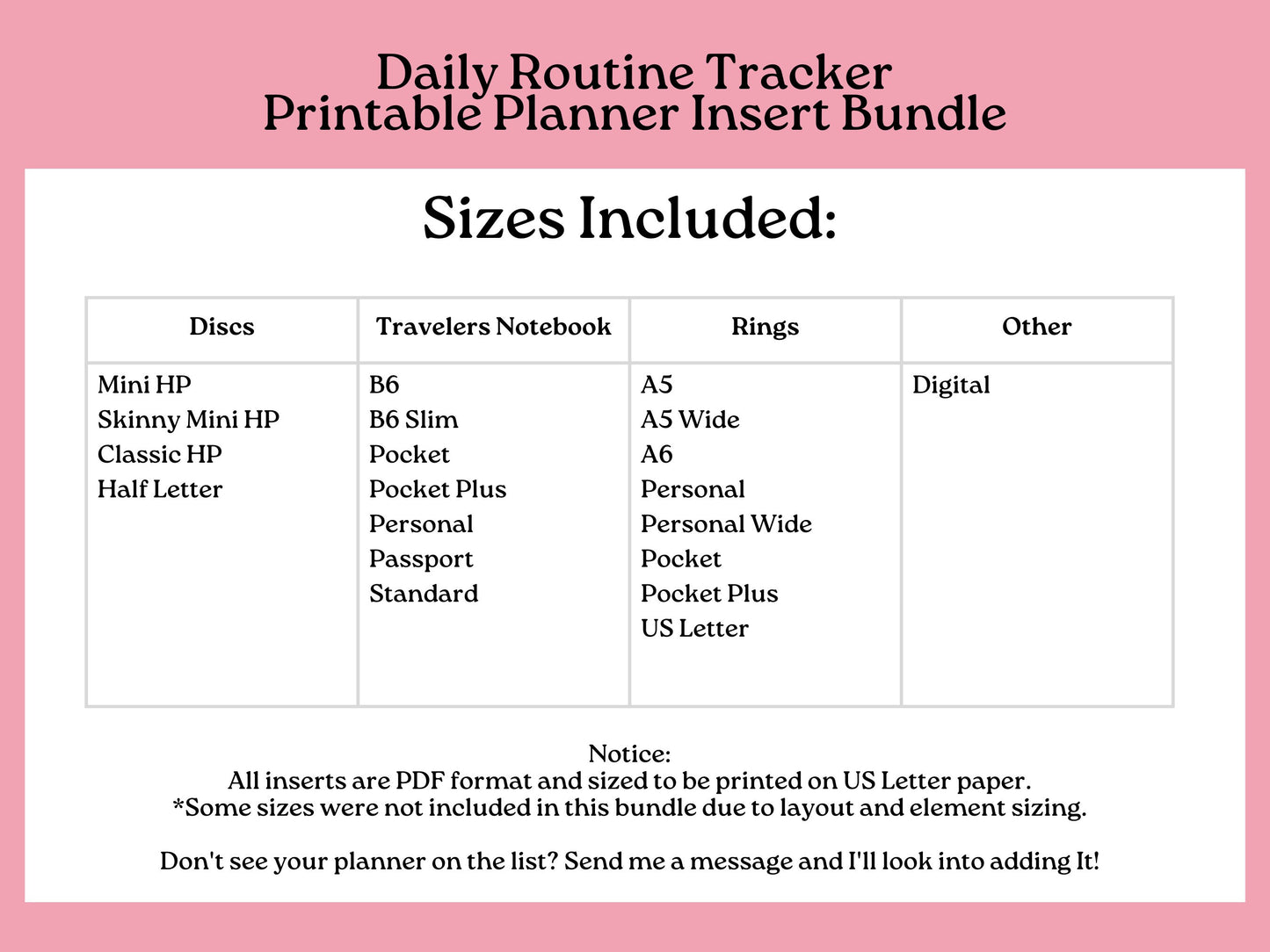 Printable Inserts - Daily Routine Tracker