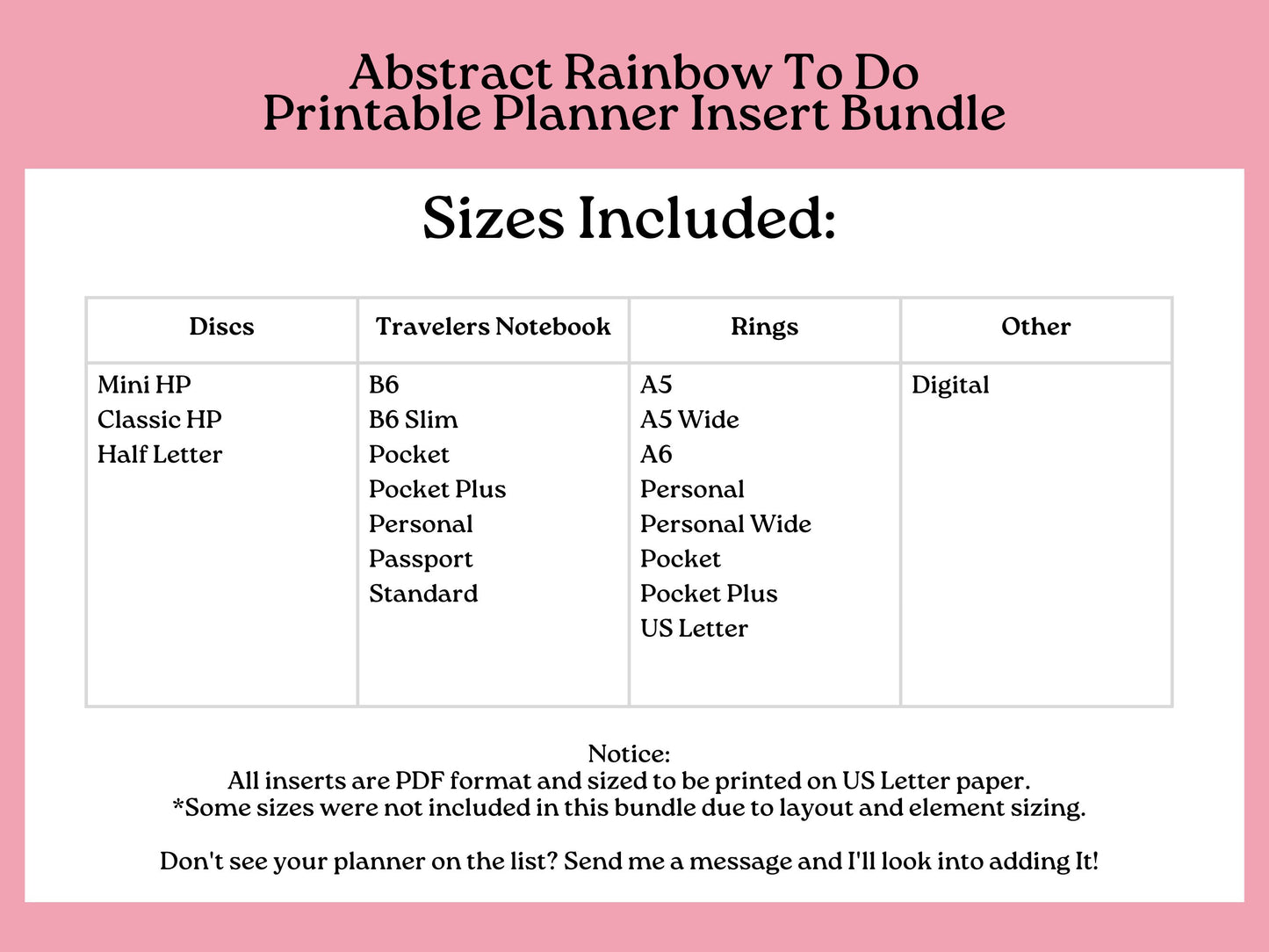 Printable Inserts - Abstract Rainbow To Do