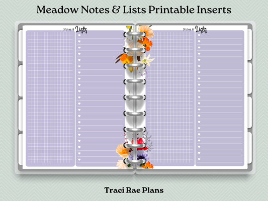 Printable Inserts - Meadow Notes & Lists