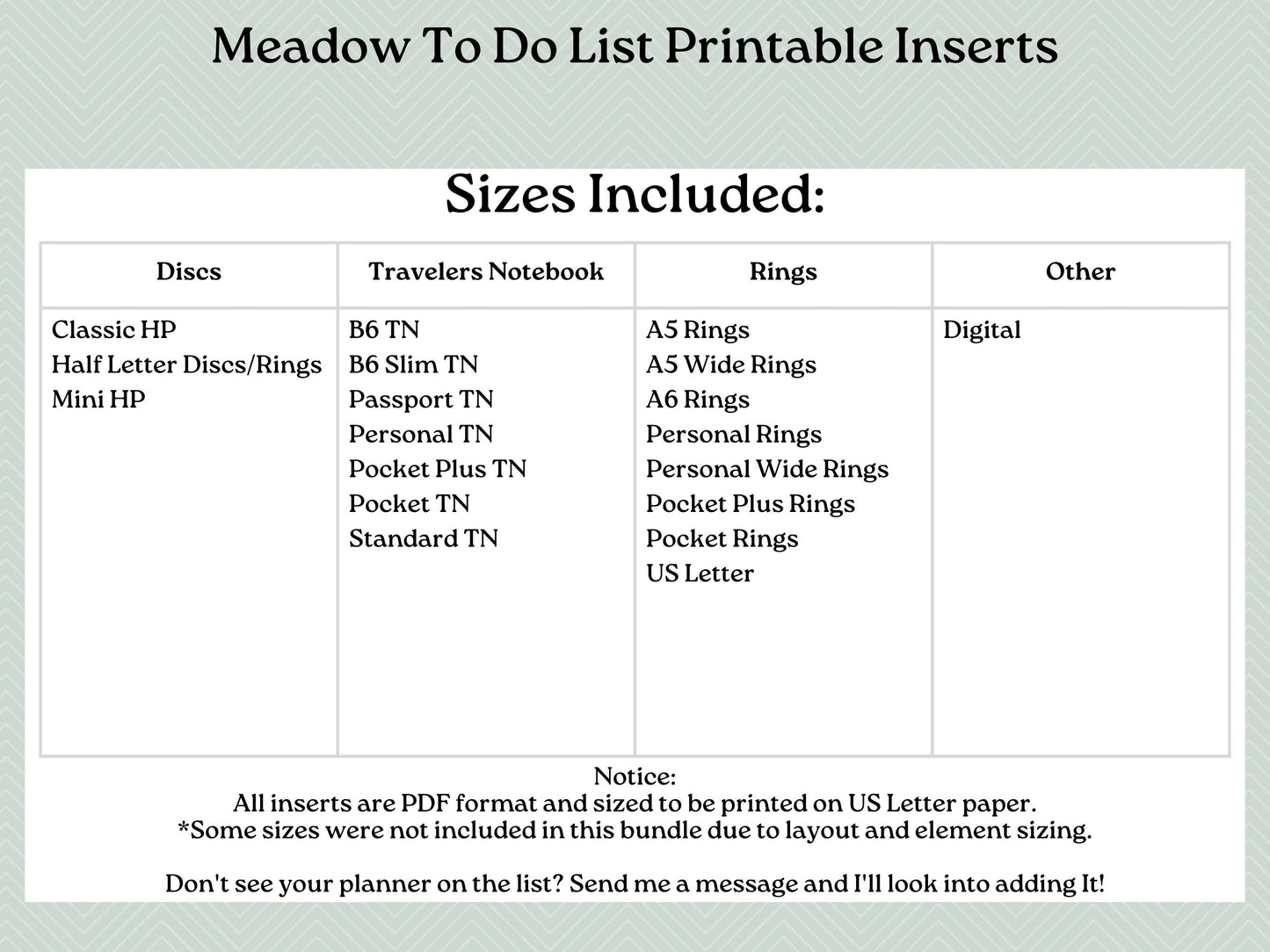 Printable Inserts - Meadow To Do