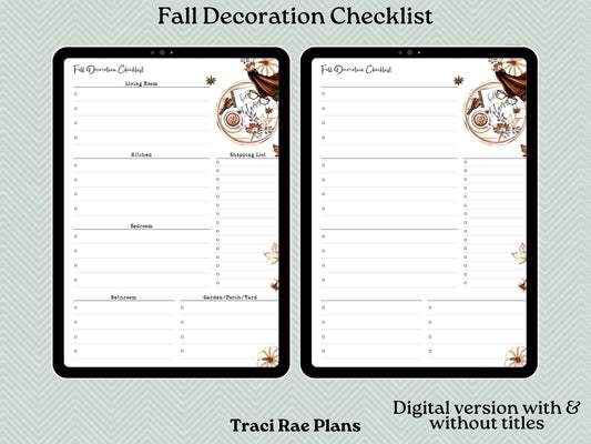 Printable Fall Decoration Checklist - US Letter/Digital