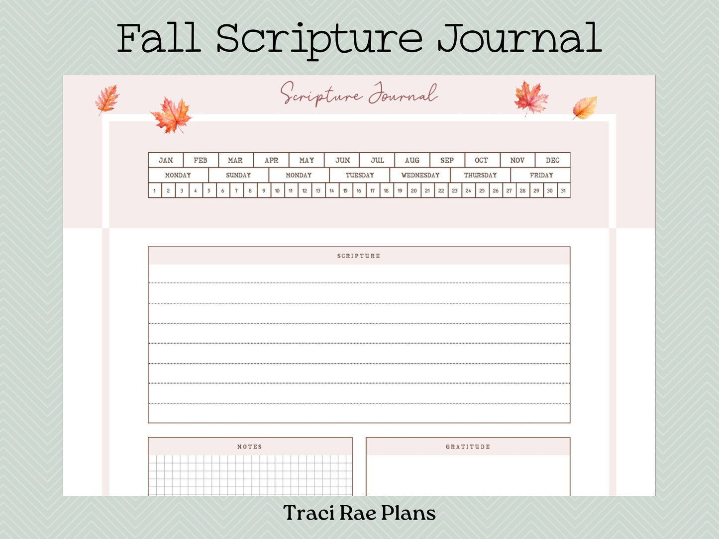 Printable Fall Scripture Journal US Letter & Digital