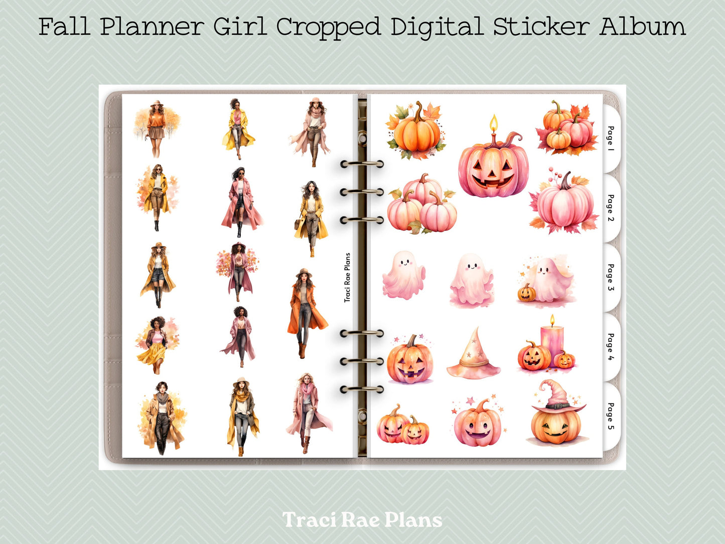 Fall Planner Girl Cropped Digital Sticker Album