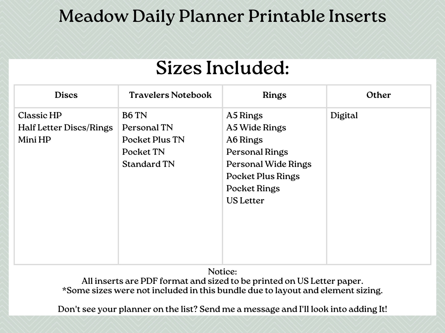 Printable Inserts - Meadow Daily Planner