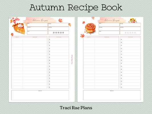 Printable Autumn Recipe Book US Letter & Digital