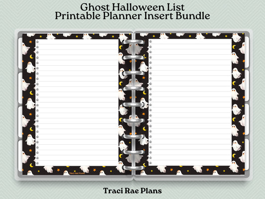 Ghost Halloween List Printable Inserts