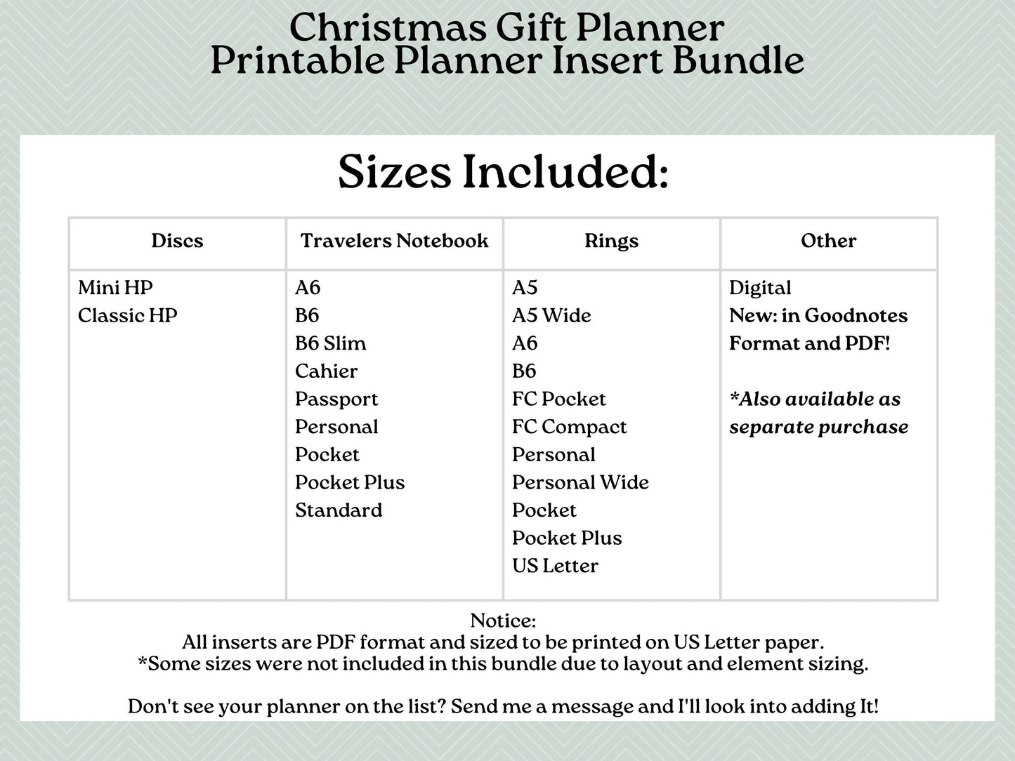 Christmas Gift Planner Printable Inserts