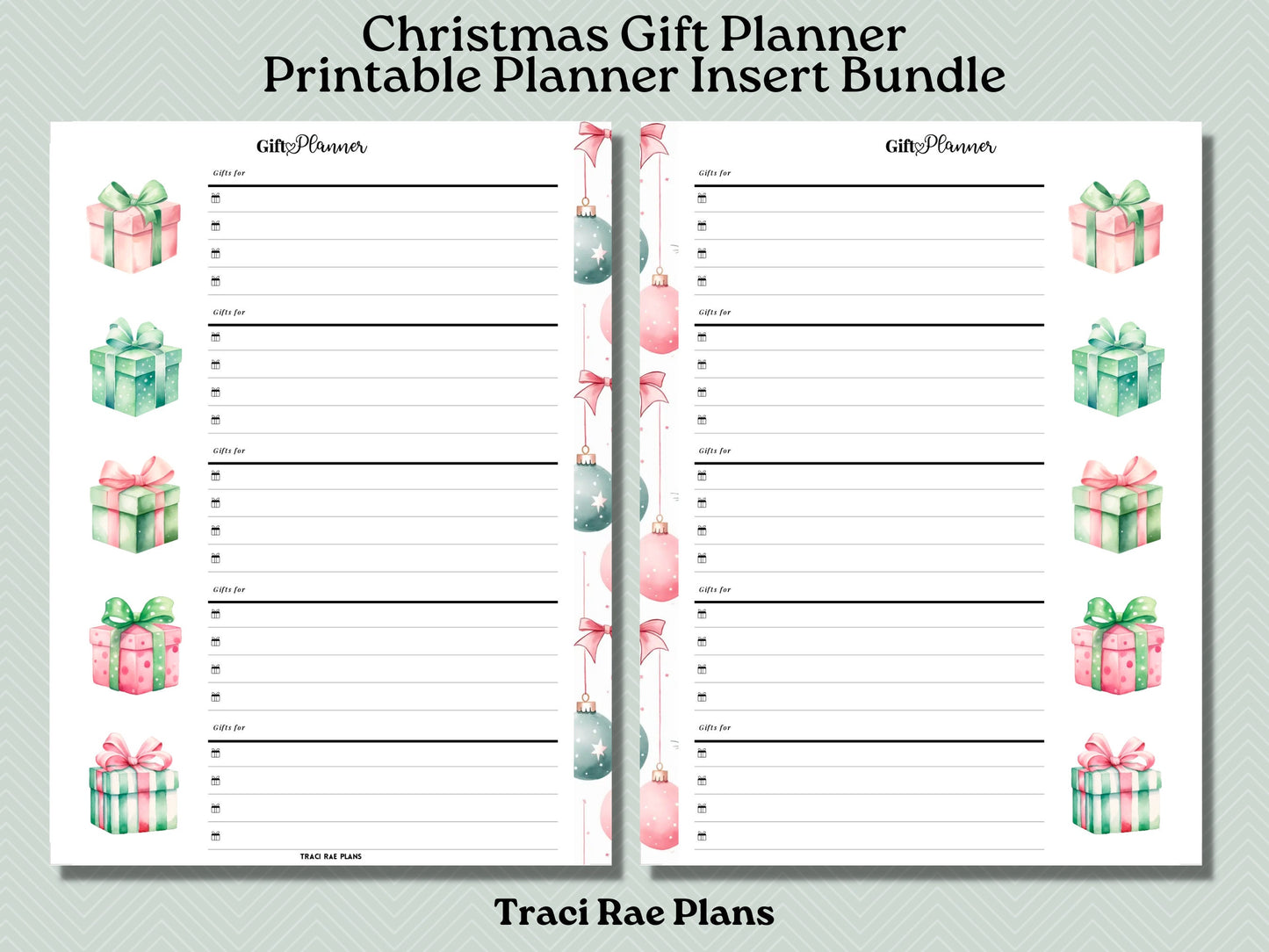 Christmas Gift Planner Printable Inserts