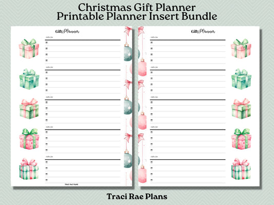 Christmas Gift Planner Printable Inserts