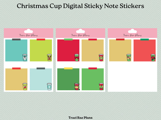 Christmas Cup Digital Sticky Notes Pre-Cropped Digital Stickers