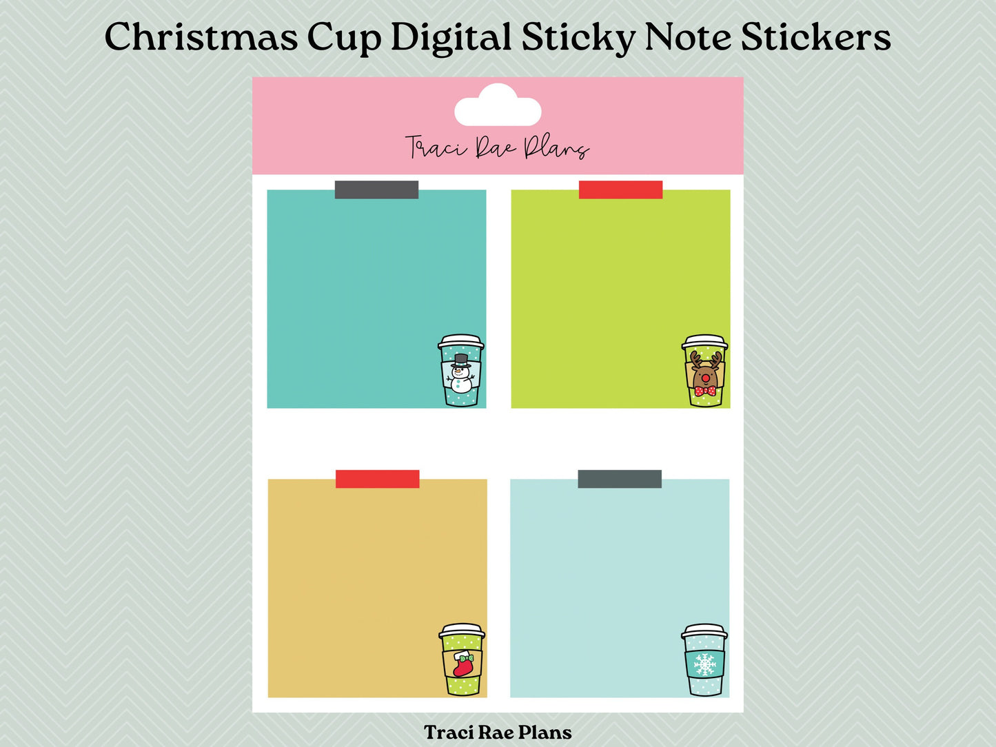 Christmas Cup Digital Sticky Notes Pre-Cropped Digital Stickers