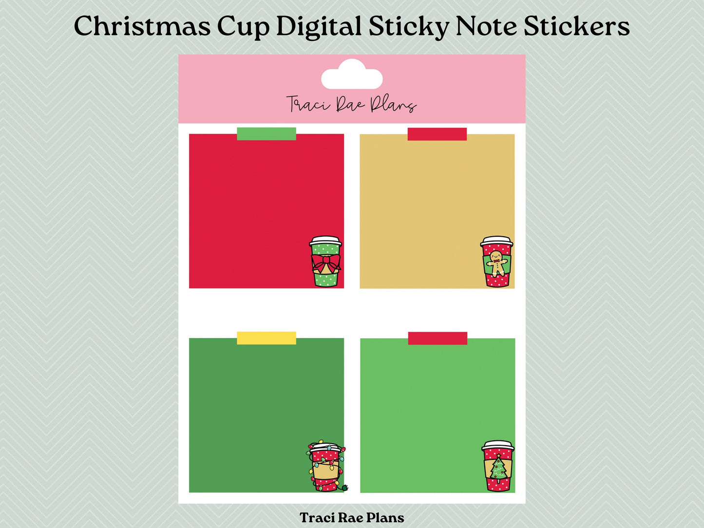 Christmas Cup Digital Sticky Notes Pre-Cropped Digital Stickers