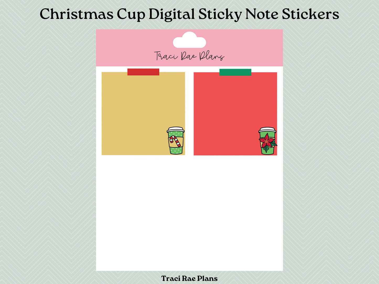 Christmas Cup Digital Sticky Notes Pre-Cropped Digital Stickers