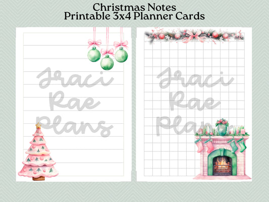 Printable Christmas Notes 3x4 Planner Cards