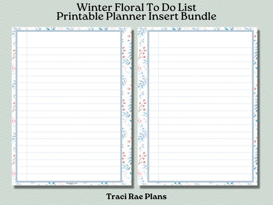 Printable Inserts - Winter Floral To Do List