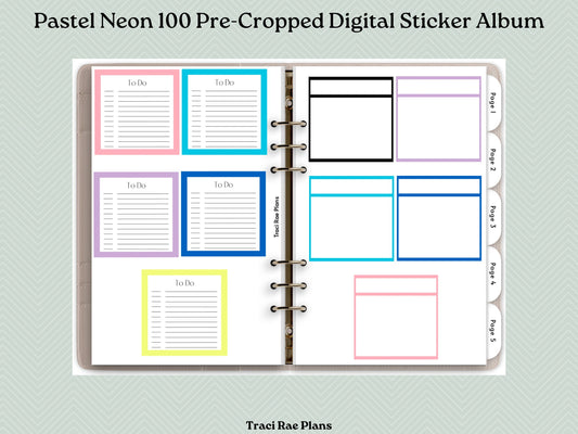 Pastel Neon 100 Pre-Cropped Digital Sticker Album