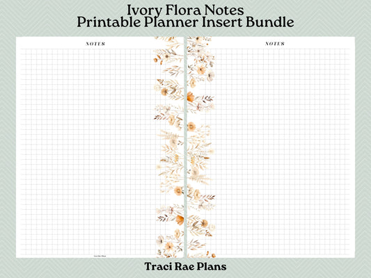 Printable Inserts - Ivory Flora Notes