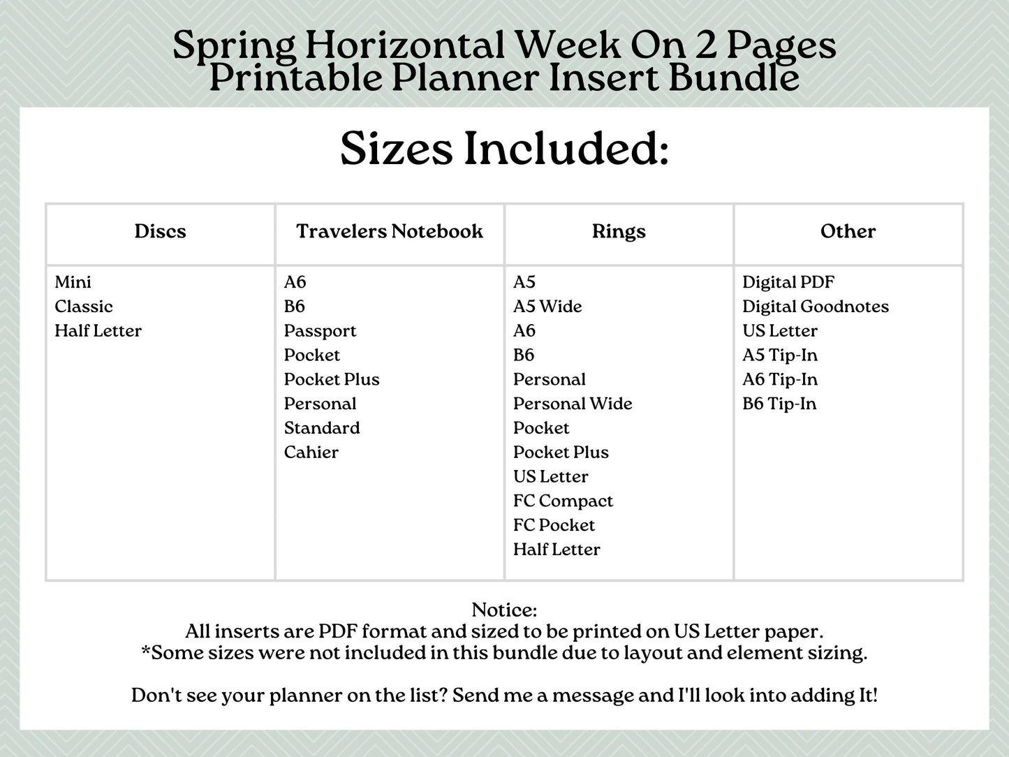 Printable Inserts - Spring Horizontal WO2P