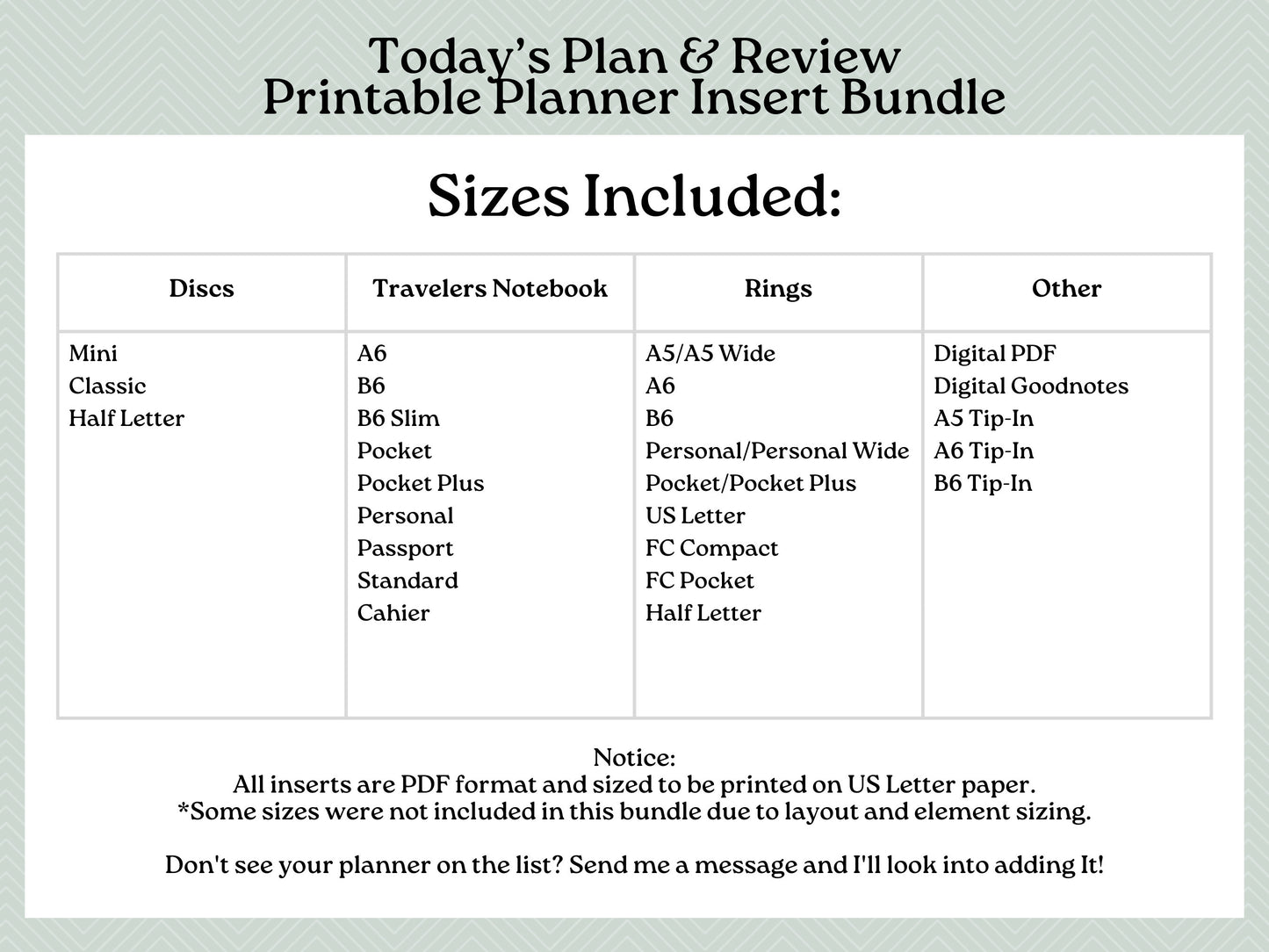 Printable Inserts - Today's Plans & Review