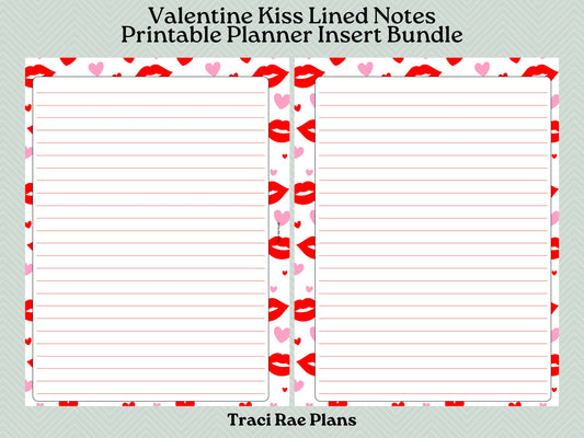 Printable Inserts - Valentine Kiss Lined Notes