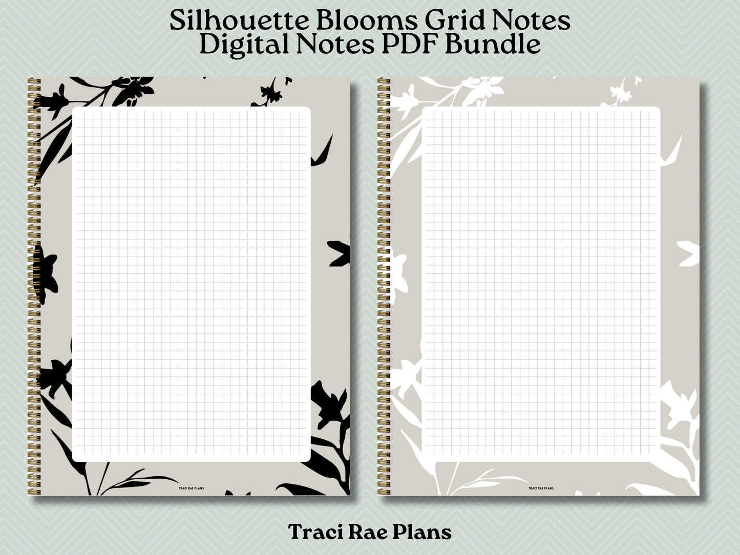 Digital Notebook Bundle - Silhouette Blooms Grid Notes